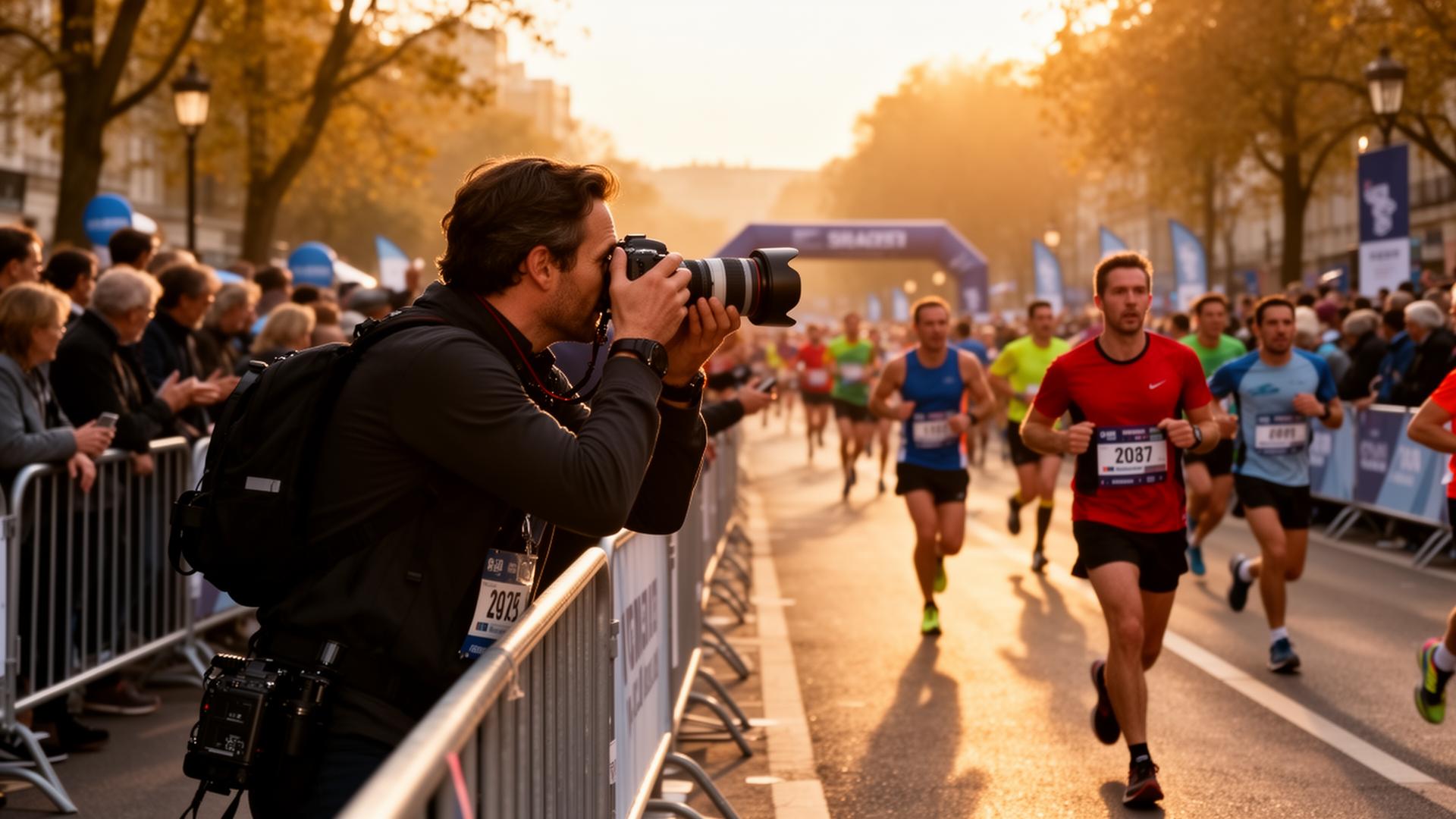 Event photographer capturing marathon runners